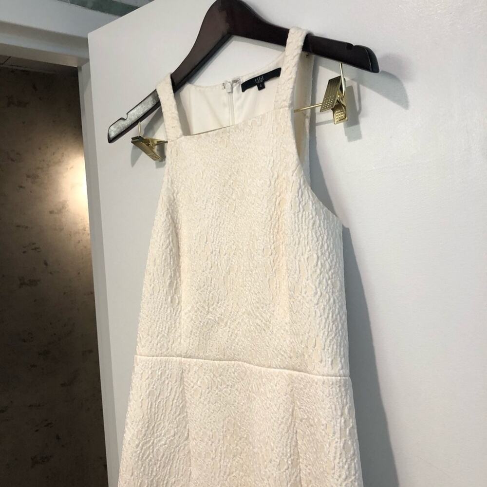 Tibi Cloque Cream Textured Knit Fluted Dress - Picture 4 of 7